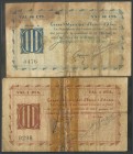ESTERRI DE ANEU (LERIDA). 50 Cents and 1 Peseta. March 21, 1937. Series A and no series, respectively. (Gonz\u00e1lez: 7800, 7802). Rare, the one with...