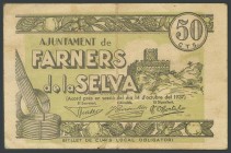 FARNES DE LA SELVA (GERONA). 50 Cents. October 14, 1937. (Gonz\u00e1lez: 7831). VF.