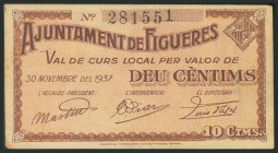 FIGUERES (GERONA). 10 cents. November 30, 1937. (Gonz\u00e1lez: 7852). AU.