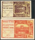FLA\u00c7A (GERONA). 25 Cents and 50 Cents. September 27, 1937. (Gonz\u00e1lez: 7881\/82). VF.