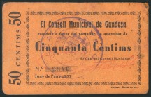 GANDESA (TARRAGONA). 50 Cents. June 1937. (Gonz\u00e1lez: 7959). F.