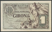 GIRONA. 1 peseta. April 1937. (Gonz\u00e1lez: 8030). AU.