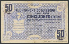 GUISSONA (LERIDA). 50 Cents. August 2, 1937. (Gonz\u00e1lez: 8180). VF.