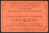 BARCELONA (1978). 1 Peseta voucher from the Hostafranchs Market Merchants Association. AU.