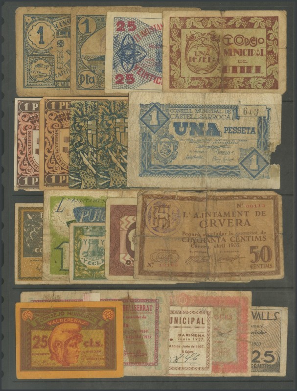 CIVIL WAR. Set of 19 banknotes from various towns, some repeated towns. TO EXAMI...