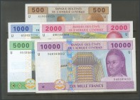 CENTRAL AFRICAN STATES: CAMEROON. 500 Francs, 1000 Francs, 2000 Francs, 5000 Francs and 10000 Francs. 2002. (Pick: 206 \/ 10U). Uncirculated.