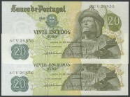 PORTUGAL. 20 Shields. July 27, 1971. Correlative pair. (Pick: 172). Uncirculated.