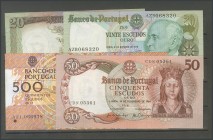 PORTUGAL. Set of 4 banknotes in different grades. Requires examination.