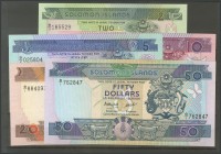 SOLOMON ISLANDS. 2 Dollars, 5 Dollars, 10 Dollars, 20 Dollars and 50 Dollars. 1986. (Pick: 13\/17). Uncirculated.