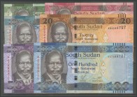 SOUTH SUDAN. Set of 6 banknotes of 1 Pounds, 5 Pounds, 10 Pounds, 20 Pounds, 50 Pounds and 100 South Sudanese Pounds. (2011ca). (Pick: 5, 6, 7, 9, 10,...