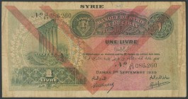 SYRIA. 1 Livre. 1939. (Pick: 40e). Pressed. Fine +.