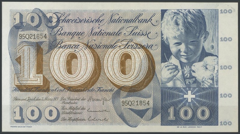 SWITZERLAND. 100 Francs. 1973. (Pick: 490). AU.