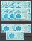 VENEZUELA. Set of 15 banknotes of 2 Bol\u00edvares, October 5, 1989, series AA, AC, AE, AG, AH, AK (2), AL (2), AM, AW, AZ, BL, BP and XX. (Pick: 69, ...
