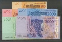 WEST AFRICAN STATES: NIGER. 500 Francs, 1000 Francs, 2000 Francs, 5000 Francs and 10000 Francs. 2003. (Pick: 615 \/ 619H). Uncirculated.