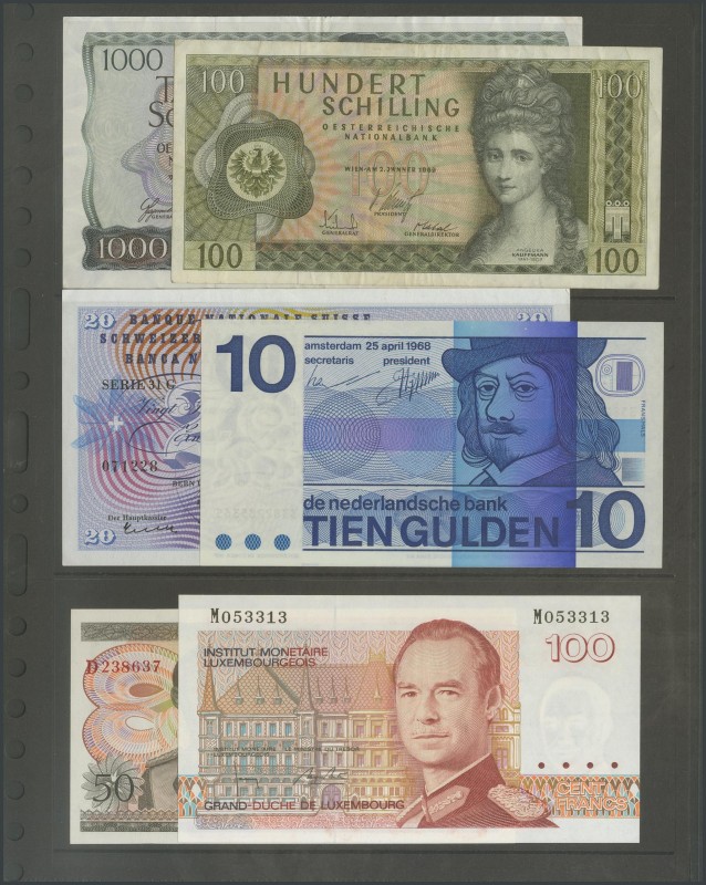 Set of 6 banknotes from different countries, all uncirculated, except the Austri...