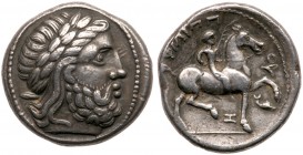 Celtic Central Europe & Asia Minor
East Celts. Imitation of coins of Philip II. Silver Tetradrachm (12.68 g), ca. 3rd Century BC. Laureate and bearde...