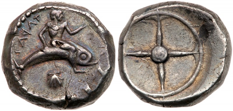 Tarentum/Taras (Ancient Greek Italy)
Calabria, Taras. Silver Nomos (8.13 g), ca...
