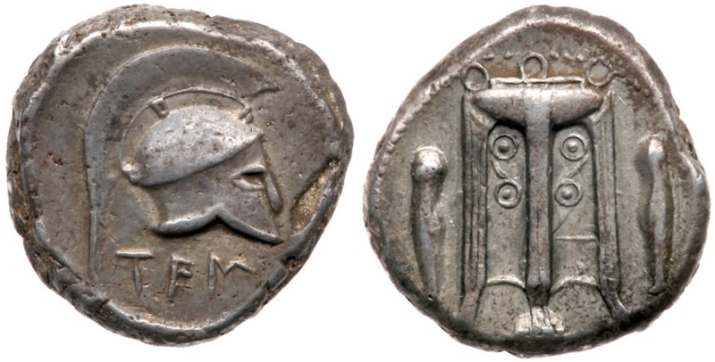 Bruttium (Ancient Greek Italy)
Bruttium, Temesa. Silver Nomos (8.16 g) ca. 450 ...