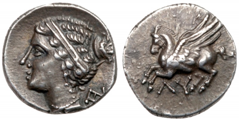 Corinthia (Ancient Greece)
Colonies of Corinth. Silver Triobol (1.88g), 300-275...