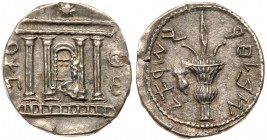 Judea (Ancient)
Bar Kokhba Revolt. Year Two, 132-135 CE. Silver Sela (14.23 g). Struck 133/4 CE. 'Simon' (Paleo-Hebrew), on both sides of the tetrast...