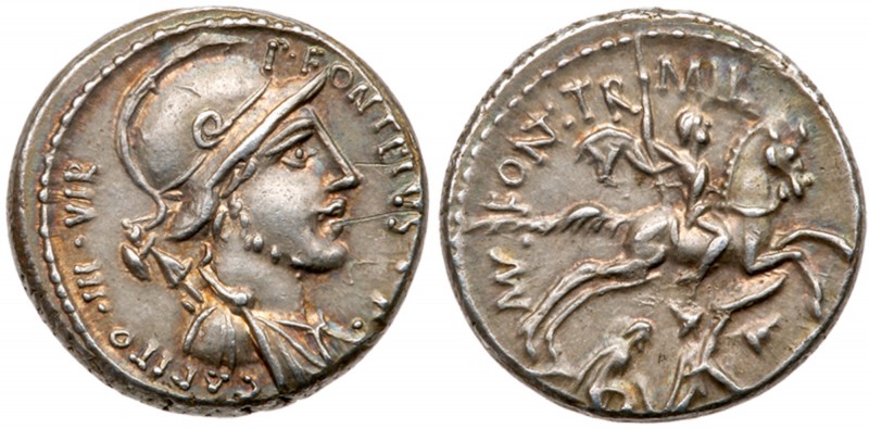 Roman Republic (Ancient, pre-41 BC)
P. Fonteius P. f. Capito. Silver Denarius (...