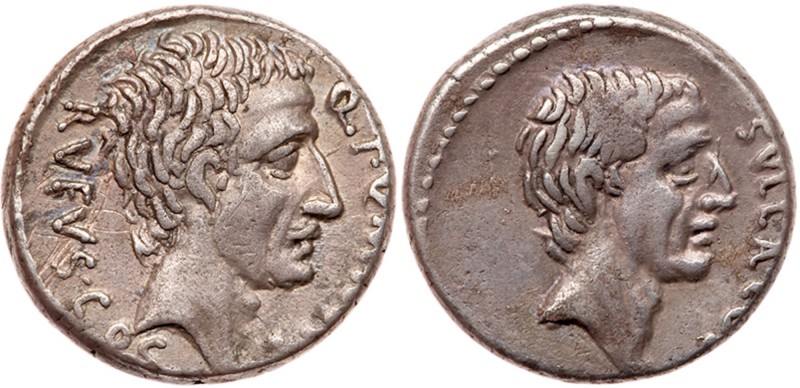 Roman Republic (Ancient, pre-41 BC)
Q. Pompeius Rufus. Silver Denarius (3.68 g)...