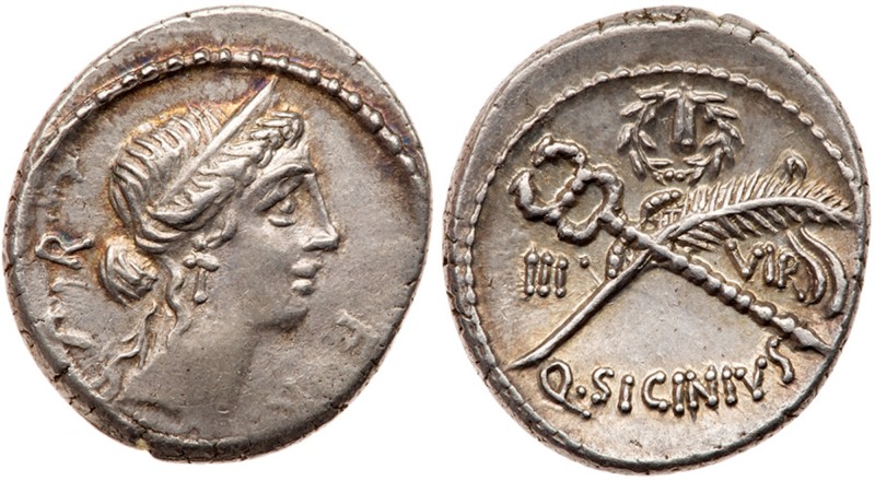 Roman Republic (Ancient, pre-41 BC)
Q. Sicinius. Silver Denarius (3.82 g), 49 B...