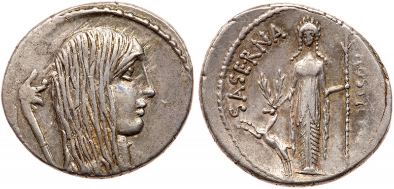 Roman Republic (Ancient, pre-41 BC)
L. Hostilius Saserna. Silver Denarius (3.90...