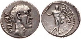 Roman Republic (Ancient, pre-41 BC)
C. Antius Restio. Silver Denarius (4.03 g), 47 BC. Rome. RESTIO, bare head of the Tribune C. Antius Restio right....