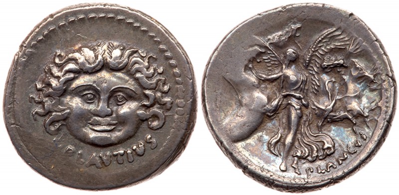 Roman Republic (Ancient, pre-41 BC)
L. Plautius Plancus. Silver Denarius (4.05 ...