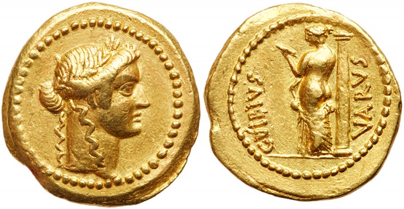 Roman Republic (Ancient, pre-41 BC)
C. Vibius Varus. Gold Aureus (8.11 g), 42 B...