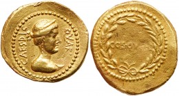 Roman Imperatorial Period (Ancient, 49-27 BC)
Julius Caesar. Gold Aureus (8.09 g), 44 BC. Rome. CAES DIC behind, Q VAR before, diademed bust of Venus...