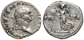Roman Empire (Ancient, 27 BC - 476 AD)
Divus Vespasian. Silver Denarius (3.48 g), died AD 79. Judaea Capta type. Rome, under Titus, AD 80/1. DIVVS AV...