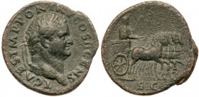 Roman Empire (Ancient, 27 BC - 476 AD)
Titus. AE As (9.35 g) as Caesar, AD 69-79. Judaea Capta type. Struck at Rome AD 75. Obverse: T CAES IMP PON TR...