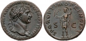 Roman Empire (Ancient, 27 BC - 476 AD)
Trajan. &AElig; As (13.43 g), AD 98-117. Rome, ca. AD 103. IMP CAES NERVAE TRAIANO AVG GER DAC P M TR P COS V ...