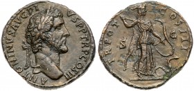 Roman Empire (Ancient, 27 BC - 476 AD)
Antoninus Pius. &AElig; Sestertius (19.92 g), AD 138-161. Rome, AD 140-144. ANTONINVS AVG PIVS P P TR P COS II...