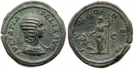 Roman Empire (Ancient, 27 BC - 476 AD)
Julia Domna. &AElig; Medallic Sestertius (31.68 g), Augusta, AD 193-217. Rome, under Caracalla. IVLIA PIA FELI...