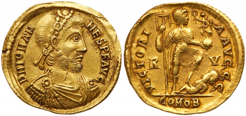 Roman Empire (Ancient, 27 BC - 476 AD)
Johannes. Gold Solidus (4.47 g), AD 423-...