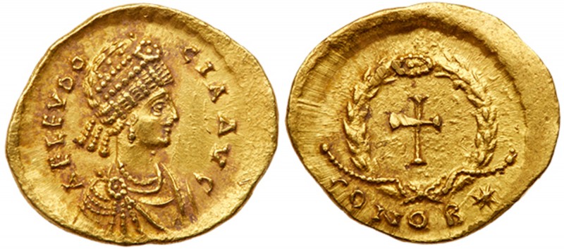 Roman Empire (Ancient, 27 BC - 476 AD)
Aelia Eudocia. Gold Tremissis (1.51 g), ...