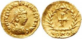 Roman Empire (Ancient, 27 BC - 476 AD)
Majorian. Gold Tremissis (1.40 g), AD 457-461. Ravenna. D N IVL MAIORIANVS P F AVG, diademed, draped and cuira...