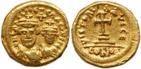 Byzantine Empire (491-1204)
Heraclius. Gold Solidus (4.44 g), 610-641. Carthage, or perhaps a mint in Sardinia, Indicional year 5 (616/7). d N ERACLI...