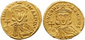 Byzantine Empire (491-1204)
Leo III, the Isaurian. Gold Solidus (4.44 g), 717-741. Constantinople. C N LEO-N PA MЧL', crowned and draped bust of Leo ...