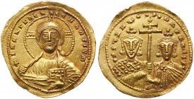 Byzantine Empire (491-1204)
Romanus II. Gold Solidus (4.12 g), 959-963. Constantinople, 959. + IhS XPS REX REGNANTIVM, bust of Christ Pantokrator fac...