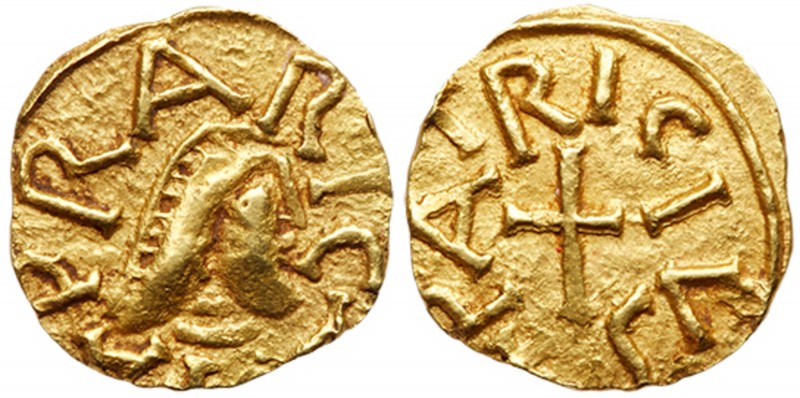 Franks (Medieval)
Merovingians, Evrecy (Calvados). Gold Tremissis (1.20 g), ca....