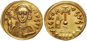 Lombards (Medieval)
Lombards. Interregnum. Gold Solidus (4.00 g), ca. 758. In the name of Byzantine emperor Justinian II. D N I - - INVS PP, crowned ...
