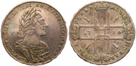 Rouble 1724. Moscow, Red mint.

‘Roman bust’. 28.22 gm. Bit 952, Diakov (2012) 1470 (R1). Toned over some old obverse scratches and graffiti upper r...