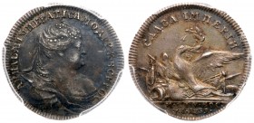 Jetton 1739. Silver. 21 mm. To Commemorate Peace with Turkey. 

Bit Ж418, Diakov 81.5 (R1), Sm 225, Rudenko 1739.2 (R3). Crowned and mantled bust ri...