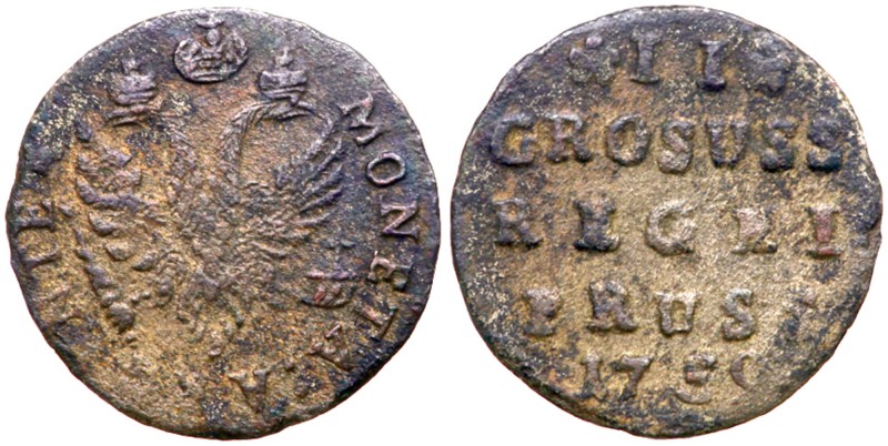 II Groschen 1759. Königsberg.

1.09 gm. Narrow eagle tail; GROSUSS. Olding 458...