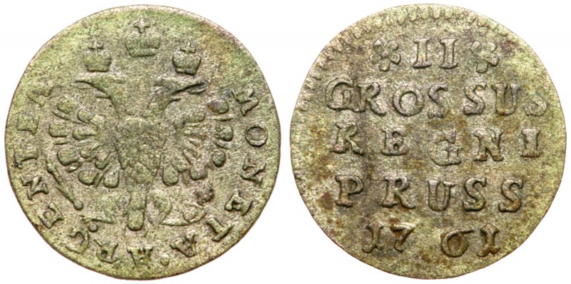 II Groschen 1761. Königsberg. 

1.19 gm. Small value II, large date. Olding 45...
