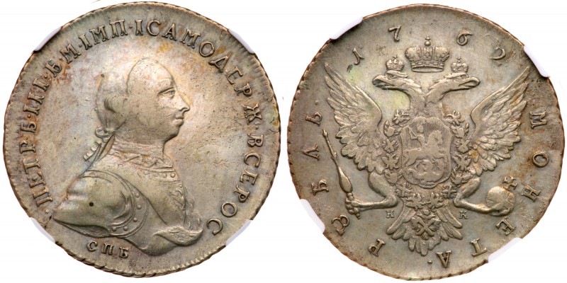 Rouble 1762 CПБ-HK.Peter III, 1762 

Bit 11, Diakov 6, Sev 1882A (R). Authenti...